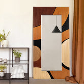 "Curved Elegance" Hand Made Solid Paulownia Wood Beveled Leaner Mirror size 80"x40"